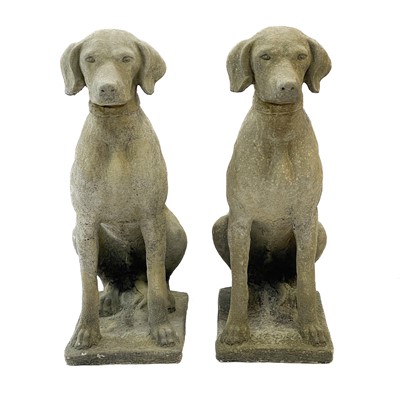 Lot 228 - A pair of reconstitued stone figures of pointers.