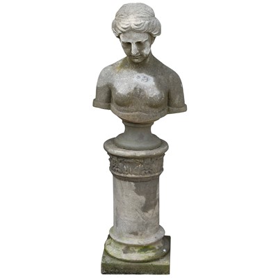 Lot 120 - A reconstituted stone bust of a woman.