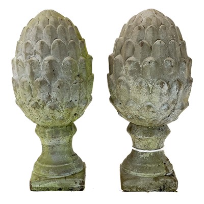 Lot 38 - A pair of concrete cone finials.