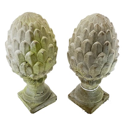 Lot 38 - A pair of concrete cone finials.