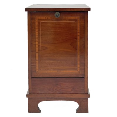 Lot 693 - An Edwardian mahogany and satinwood banded coal purdonium.