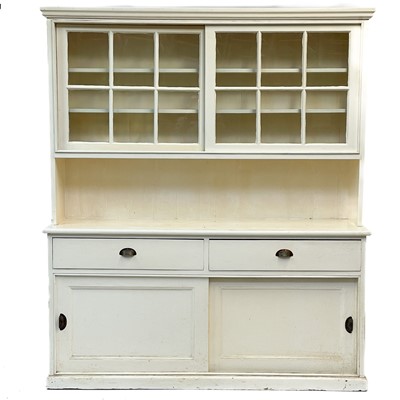 Lot 43 - A large painted pine dresser.