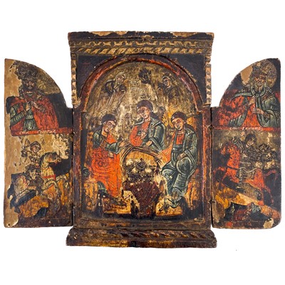 Lot 18 - A Russian triptych icon.