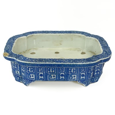 Lot 1232 - A Chinese blue and white porcelain bonsai dish, Republic period.