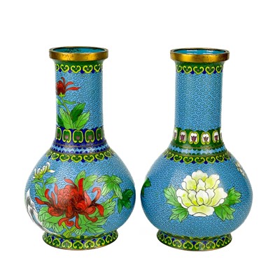 Lot 215 - A near pair of Chinese cloisonne vases, early 20th century.