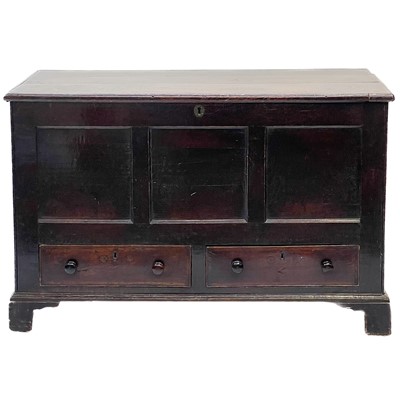 Lot 194 - A George III oak mule chest.