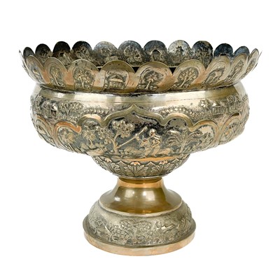 Lot 20 - An Indian white metal footed bowl, circa 1900.