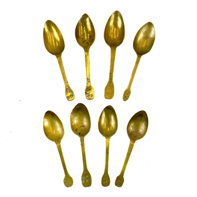 Lot 136 - A group of eight French brass spoons.