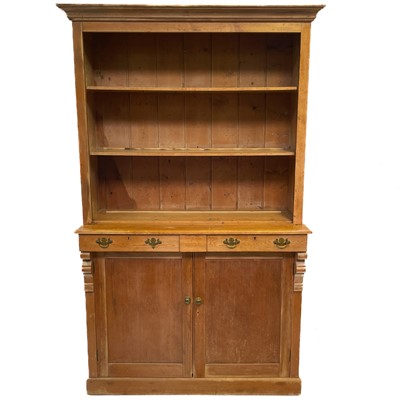 Lot 32 - A pine kitchen dresser, circa 1900.