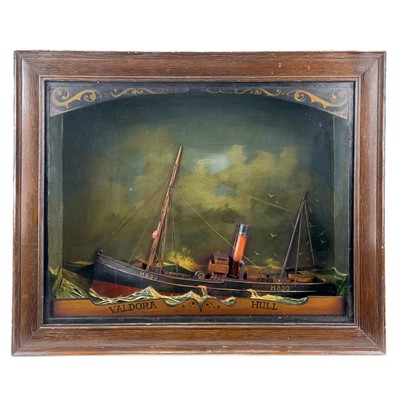 Lot 258 - A cased diorama of the steamer ship Valdora Hull H830.