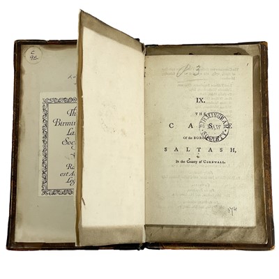 Lot 599 - 'The Case of the Borough of Saltash, in the County of Cornwall'.