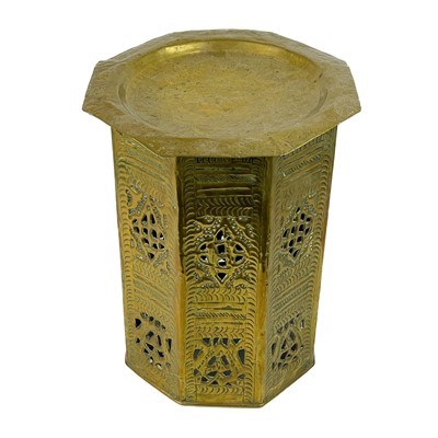 Lot 107 - An Islamic brass occasional table, circa 1900.