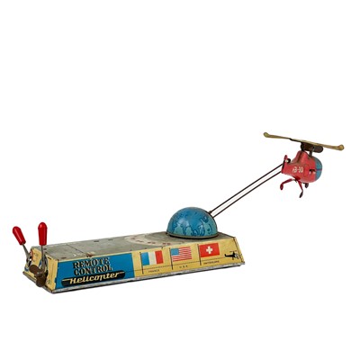 Lot 240 - A tin toy clockwork Remote Control Helicopter by Billers circa 1960.