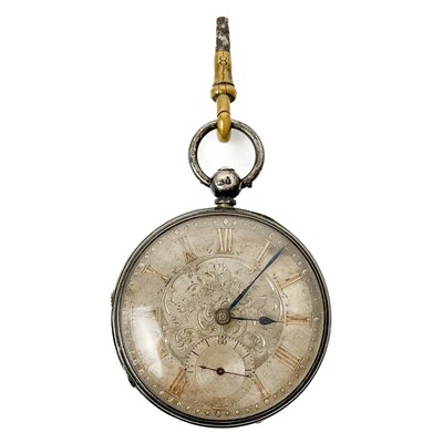 Lot 47 - A silver cased key wind fusee lever pocket watch.