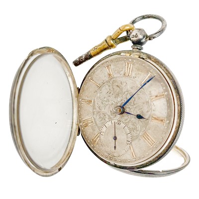 Lot 47 - A silver cased key wind fusee lever pocket watch.