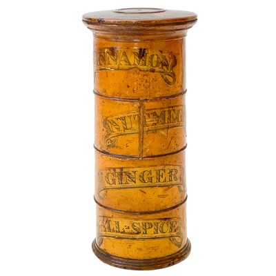 Lot 124 - A Victorian treen four tier tower spice container.