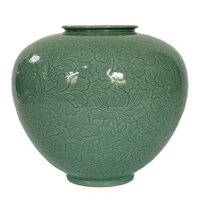 Lot 274 - A Chinese celadon ovoid vase