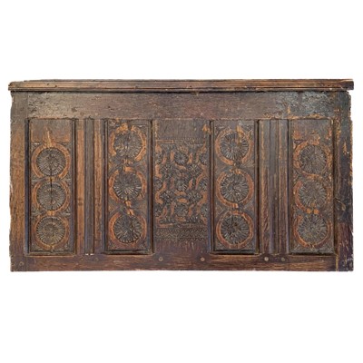 Lot 177 - A carved oak panel.