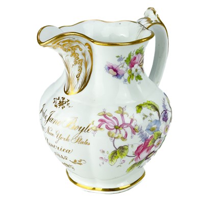 Lot 419 - A Staffordshire documentary porcelain jug for the American market.