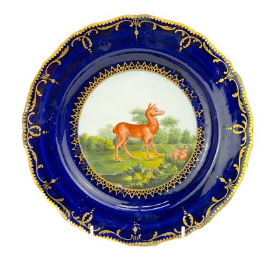 Lot 437 - A very rare polychrome Worcester dessert plate.