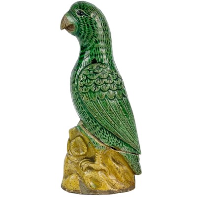 Lot 473 - A Chinese porcelain model of a parrot, 19th century.