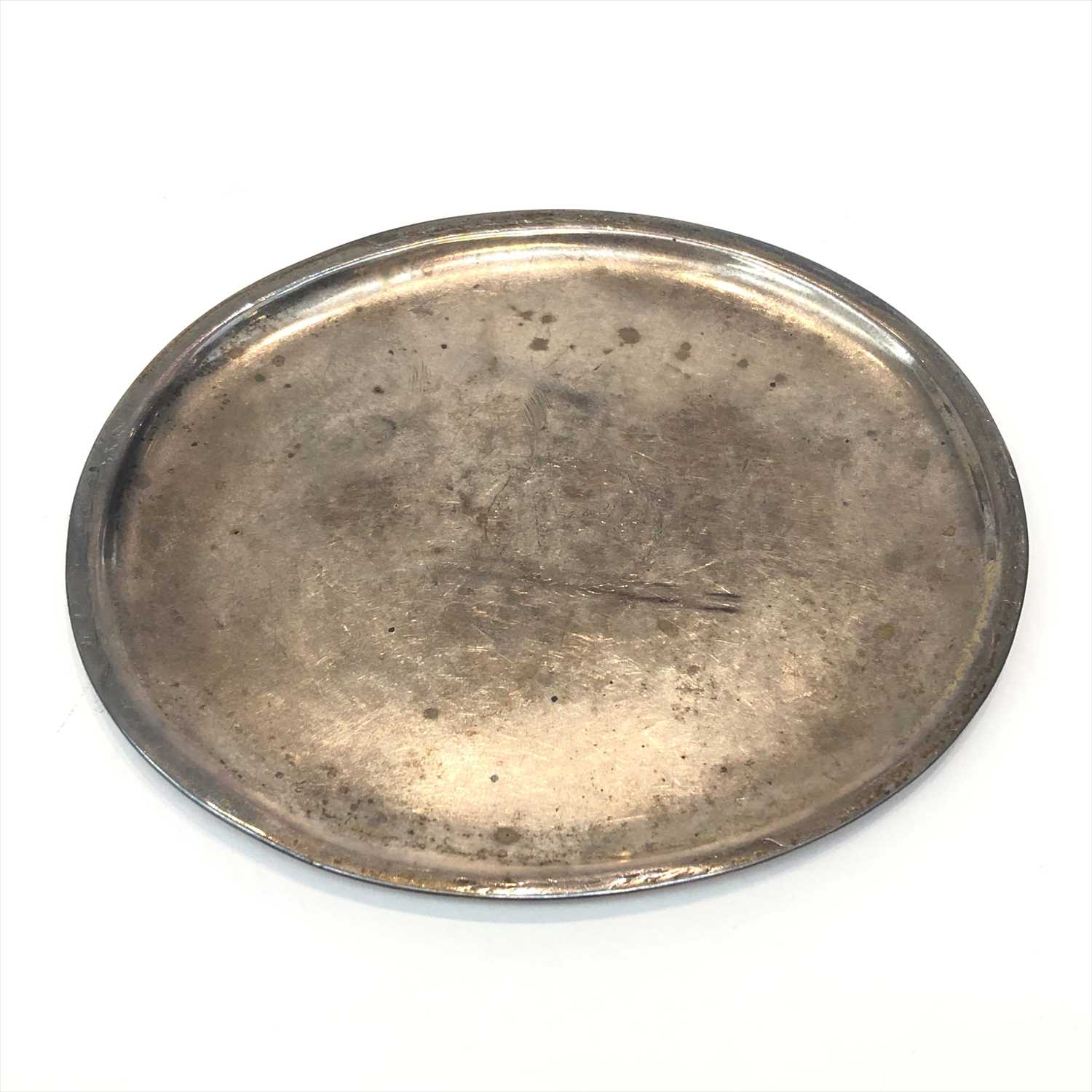 Lot 2103 - A crested Georgian silver oval teapot stand...