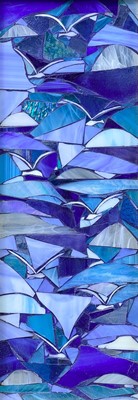 Lot 76 - A contemporary abstract stained glass panel