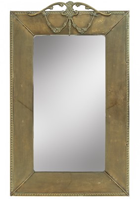 Lot 602 - An Edwardian brass framed rectangular wall mirror.