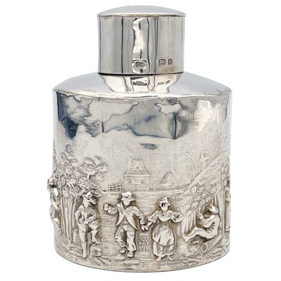 Lot 52 - A silver embossed caddy by Charles Horner Ltd.