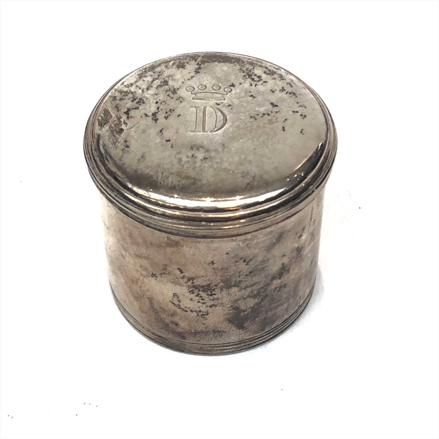 Lot 2106 - A small cylindrical silver toilet pot, the