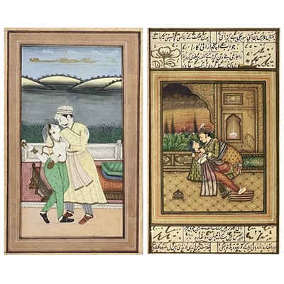 Lot 117 - An Islamic manuscript sheet, 19th century and an Indian erotic painting.