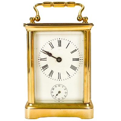 Lot 322 - A French brass carriage clock circa 1900.