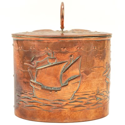 Lot 5 - A Newlyn copper oval tea caddy.