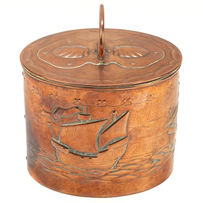 Lot 5 - A Newlyn copper oval tea caddy.