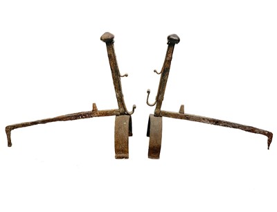 Lot 256 - Pair of wrought iron andirons.