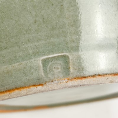 Lot 416 - A Crowan Pottery celadon jug by Harry Davis.