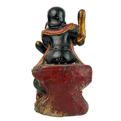 Lot 119 - A Chinese carved giltwood and painted figure of Fa Zhu Gong, 19th century.
