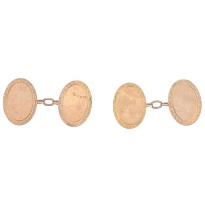 Lot 439 - A 9ct rose gold pair of 1920's cufflinks.