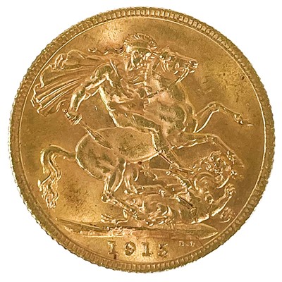 Lot 30 - A George V 1915 full sovereign coin.