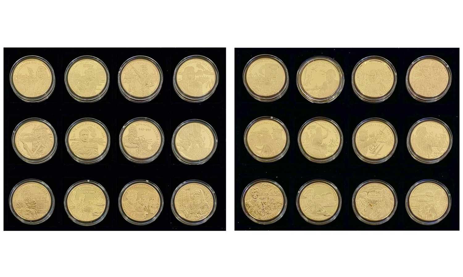 Lot 27 - East Caribbean States Piedfort 24ct gold plated crown size (x 24)