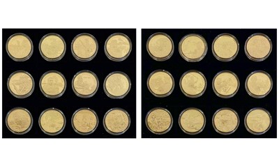 Lot 27 - East Caribbean States Piedfort 24ct gold plated crown size (x 24)