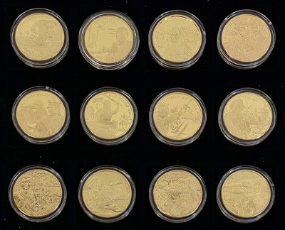 Lot 27 - East Caribbean States Piedfort 24ct gold plated crown size (x 24)