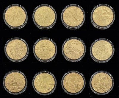 Lot 27 - East Caribbean States Piedfort 24ct gold plated crown size (x 24)