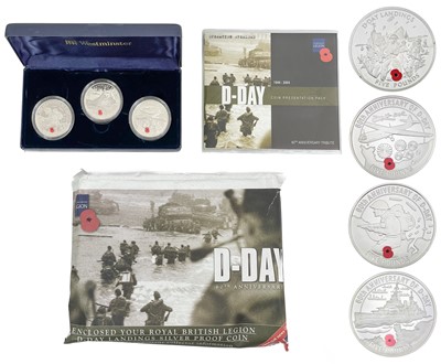 Lot 31 - Channel Islands 60th Anniversary of D-Day 3 coin £5 proof silver set