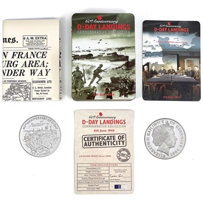 Lot 32 - 60th Anniversary of D-Day Landings 5 oz silver proof Guernsey £10 coin