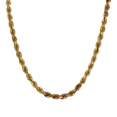 Lot 47 - A 9ct gold rope twist long necklace.