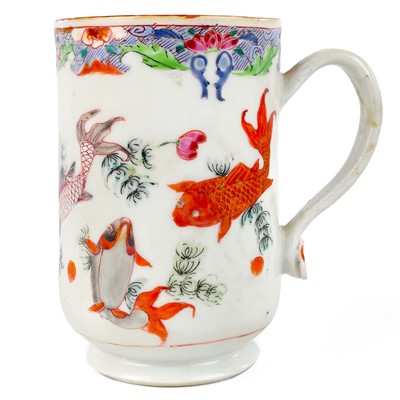 Lot 133 - A Chinese porcelain famille rose tankard, 18th century.