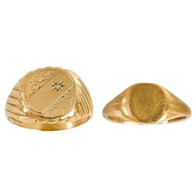 Lot 54 - Two 9ct gold gentleman's signet rings.