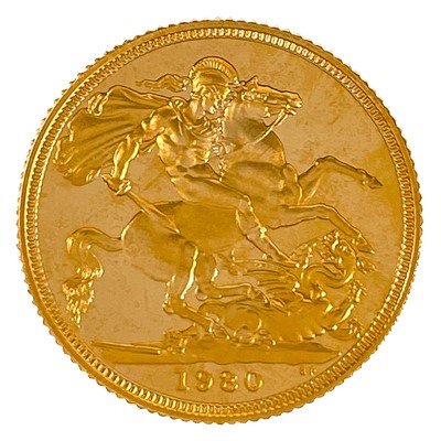 Lot 58 - A 1980 full sovereign proof gold coin.