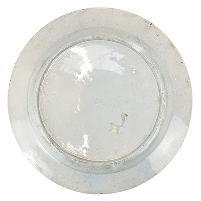 Lot 410 - A Lowestoft plate with blue and white floral and insect decoration.